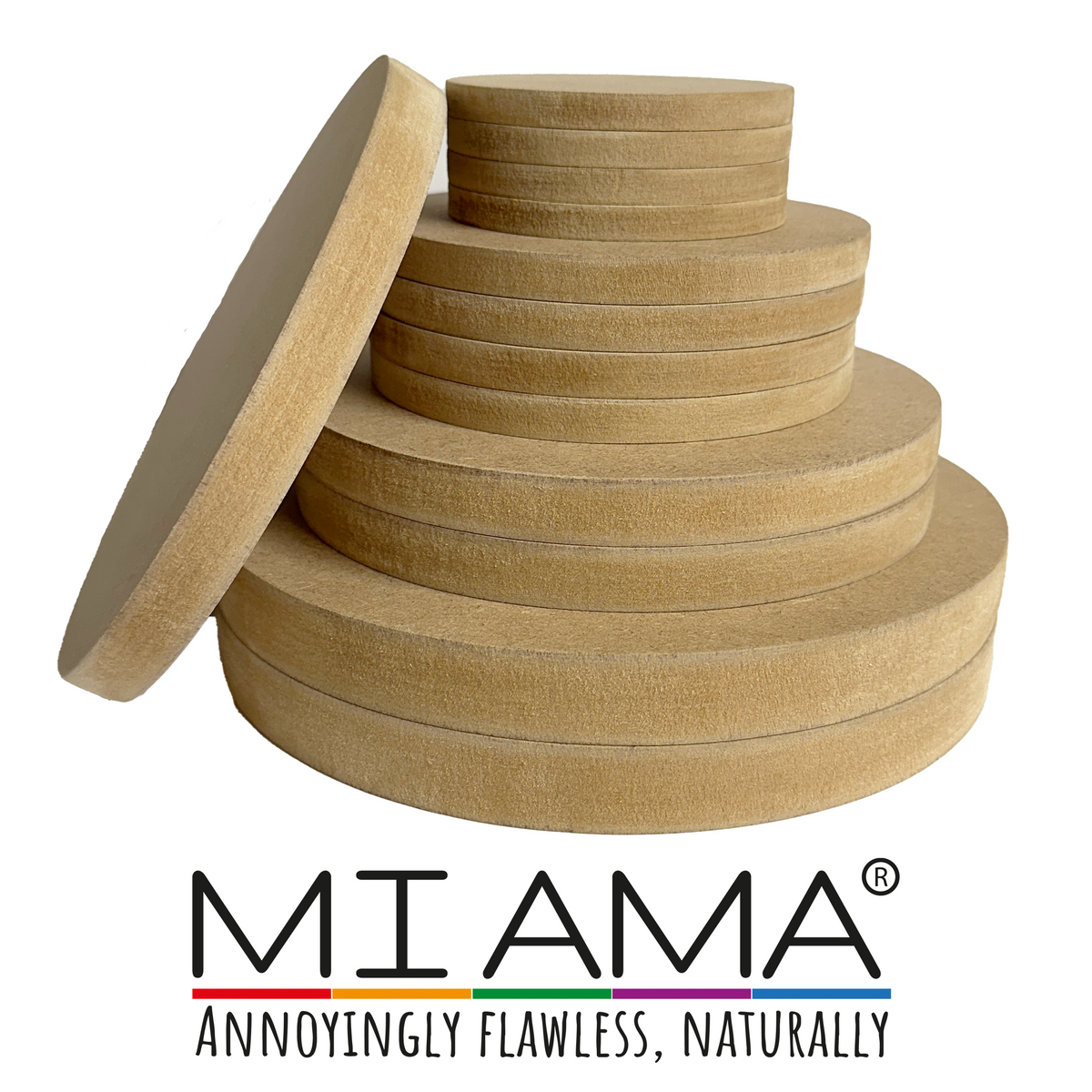 25mm MDF Square Blanks — Straight Edge | 10–60cm | MIAMA