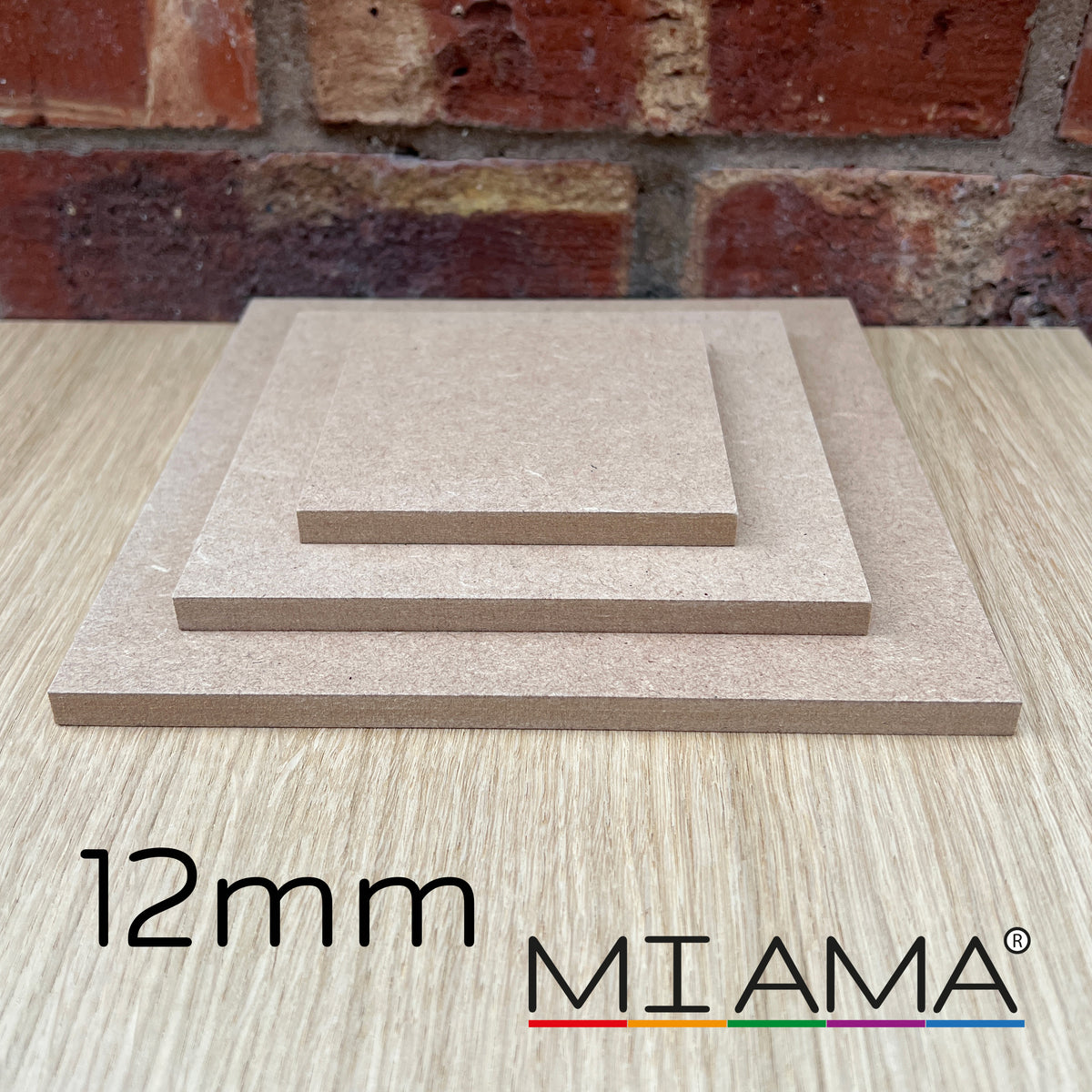 12mm MDF Square Blanks — Straight Edge | 10–60cm | MIAMA