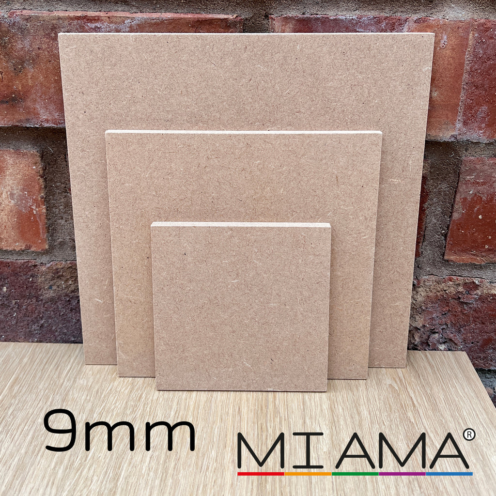 9mm MDF Square Blanks — Straight Edge | 10–60cm | MIAMA