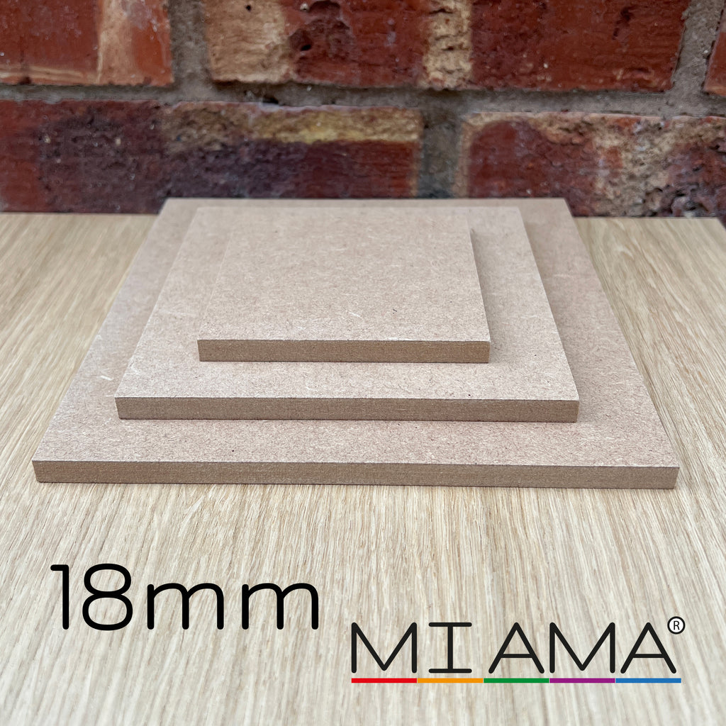 18mm MDF Square Blanks — Straight Edge | 10–60cm | MIAMA