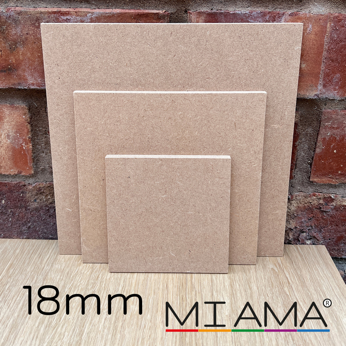 18mm MDF Square Blanks — Straight Edge | 10–60cm | MIAMA