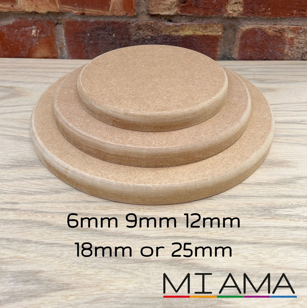 MDF Circle Blank Rounded Edge Wooden Disc Plaque Craft Shape 10-60cm MIAMA