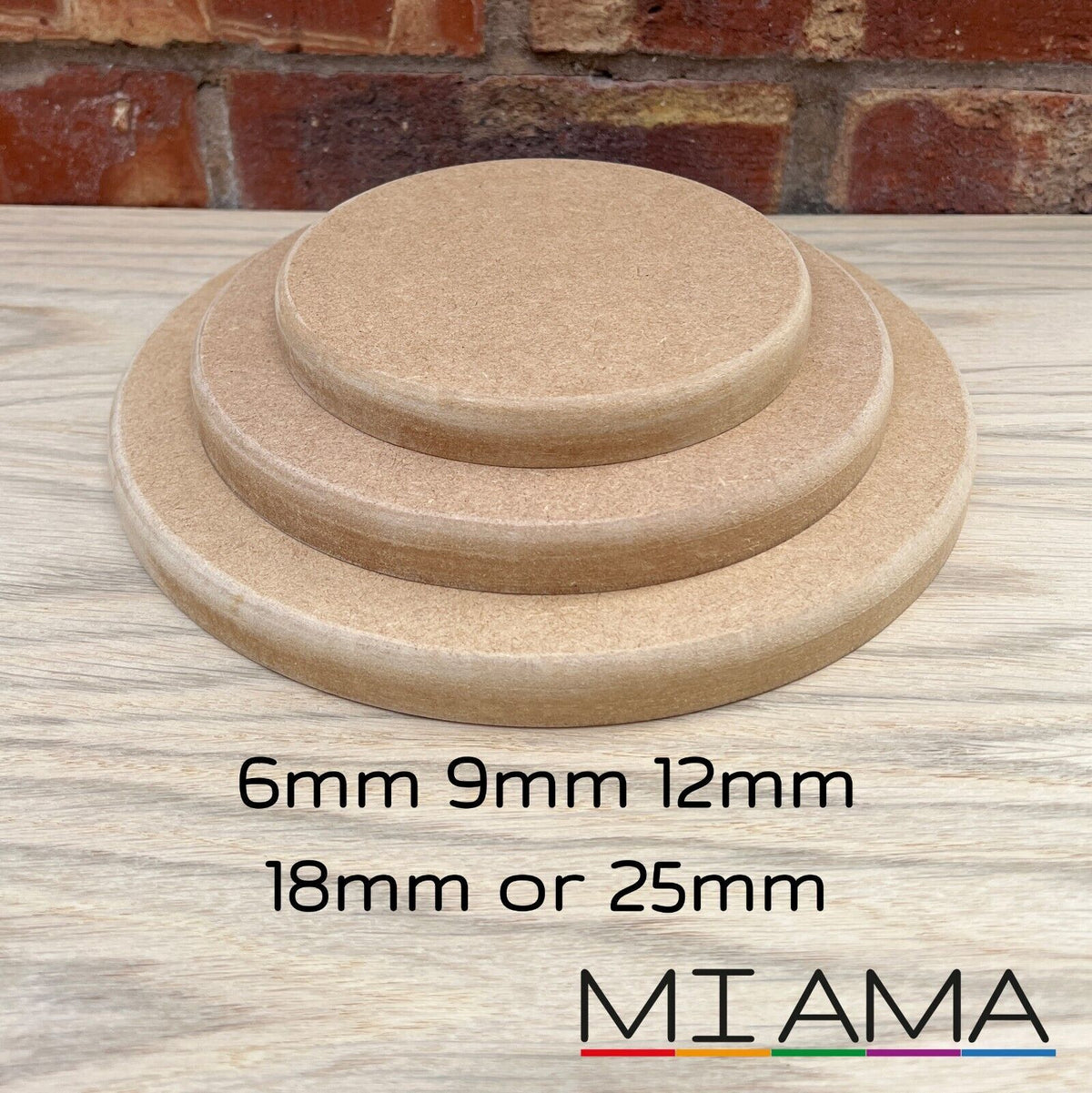 MDF Circle Blank Rounded Edge Wooden Disc Plaque Craft Shape 10-60cm MIAMA