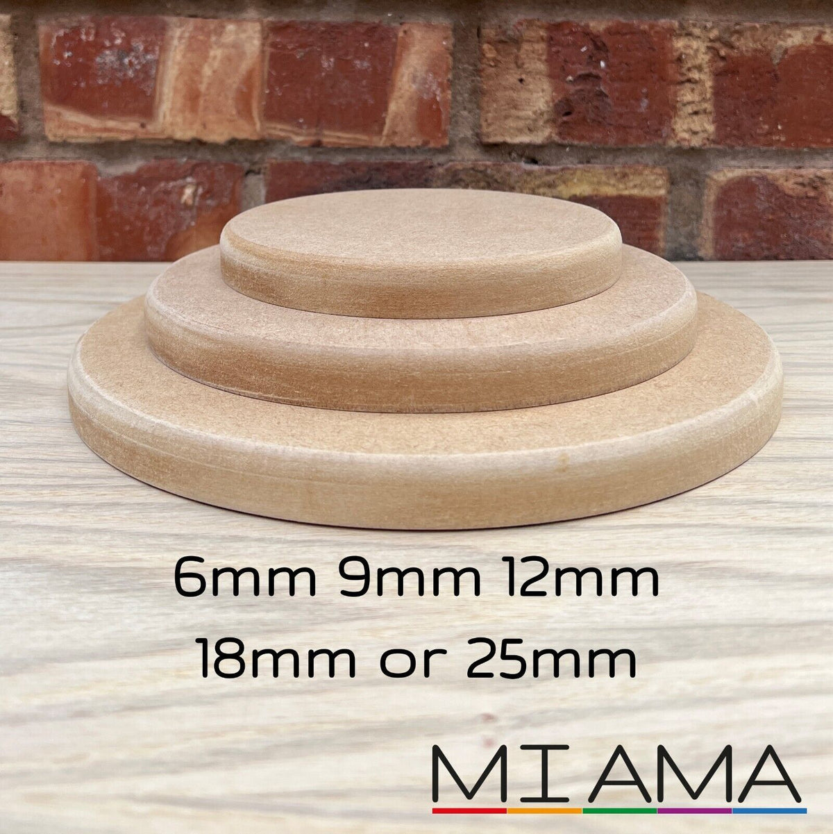 MDF Circle Blank Rounded Edge Wooden Disc Plaque Craft Shape 10-60cm MIAMA