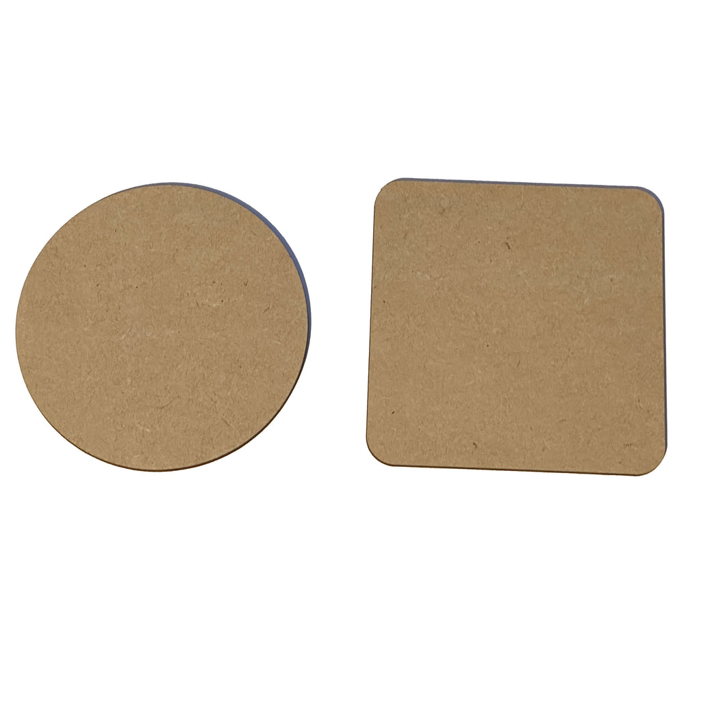 MIAMA 10/25pk Wooden 3mm MDF Plain Coaster 10cm Craft Blanks Square Circle Shape
