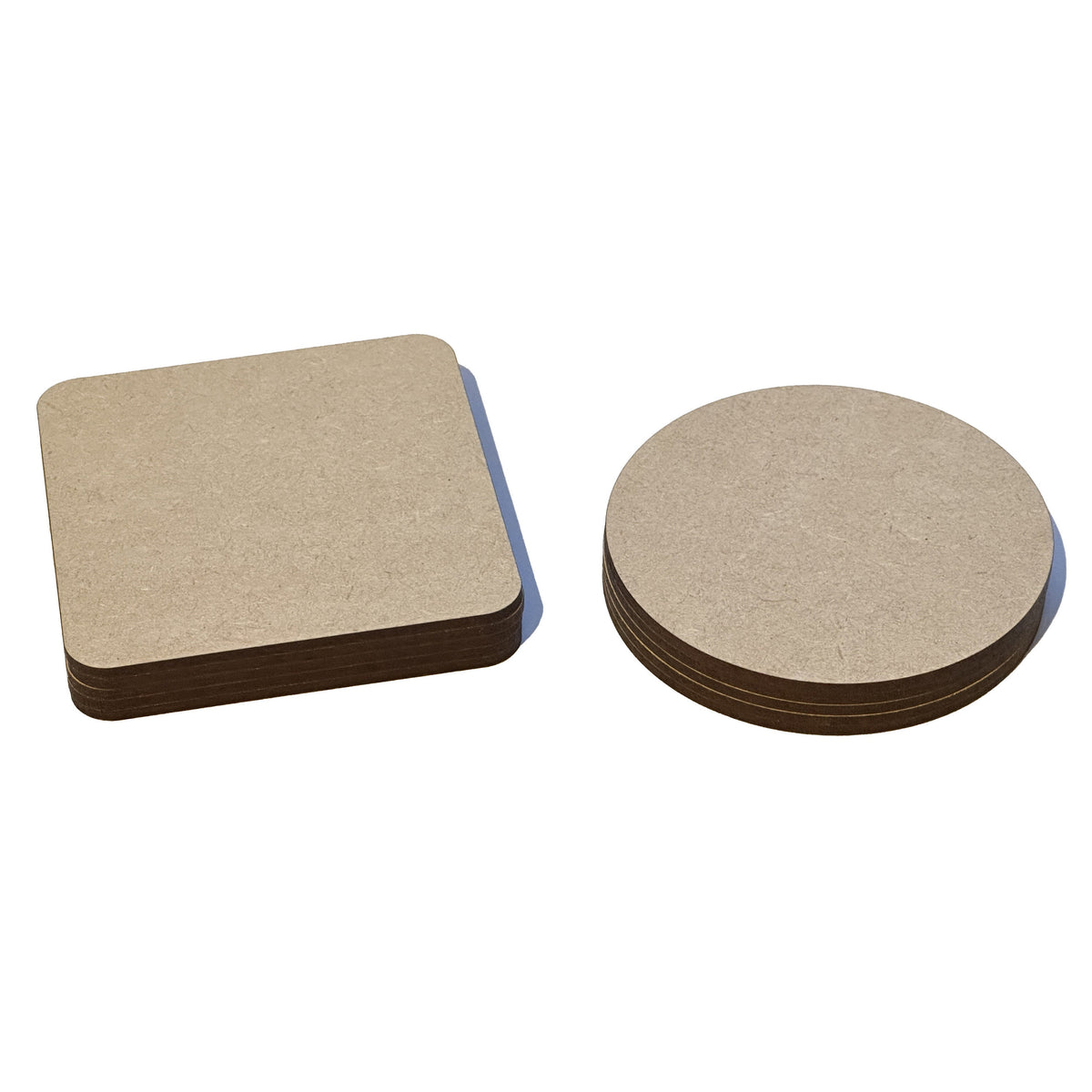 MIAMA 10/25pk Wooden 3mm MDF Plain Coaster 10cm Craft Blanks Square Circle Shape