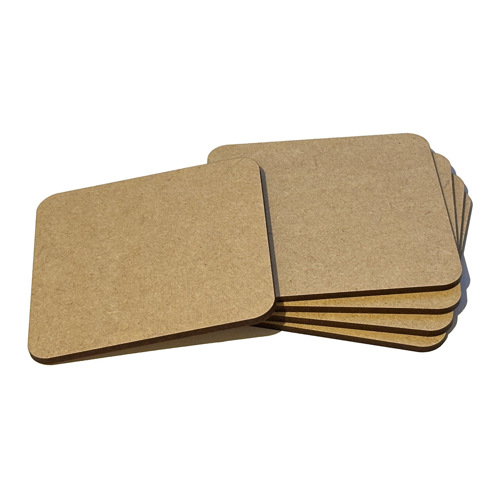 MIAMA 10/25pk Wooden 3mm MDF Plain Coaster 10cm Craft Blanks Square Circle Shape