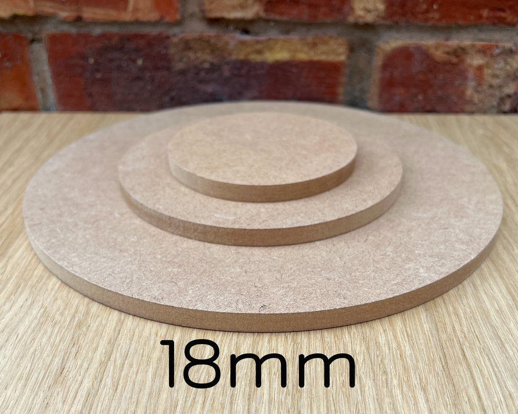MIAMA 18mm MDF Circles Square Edge wooden shape 10,15,20,25,30,35,40,50,60cm 1, 3 or 5 packs