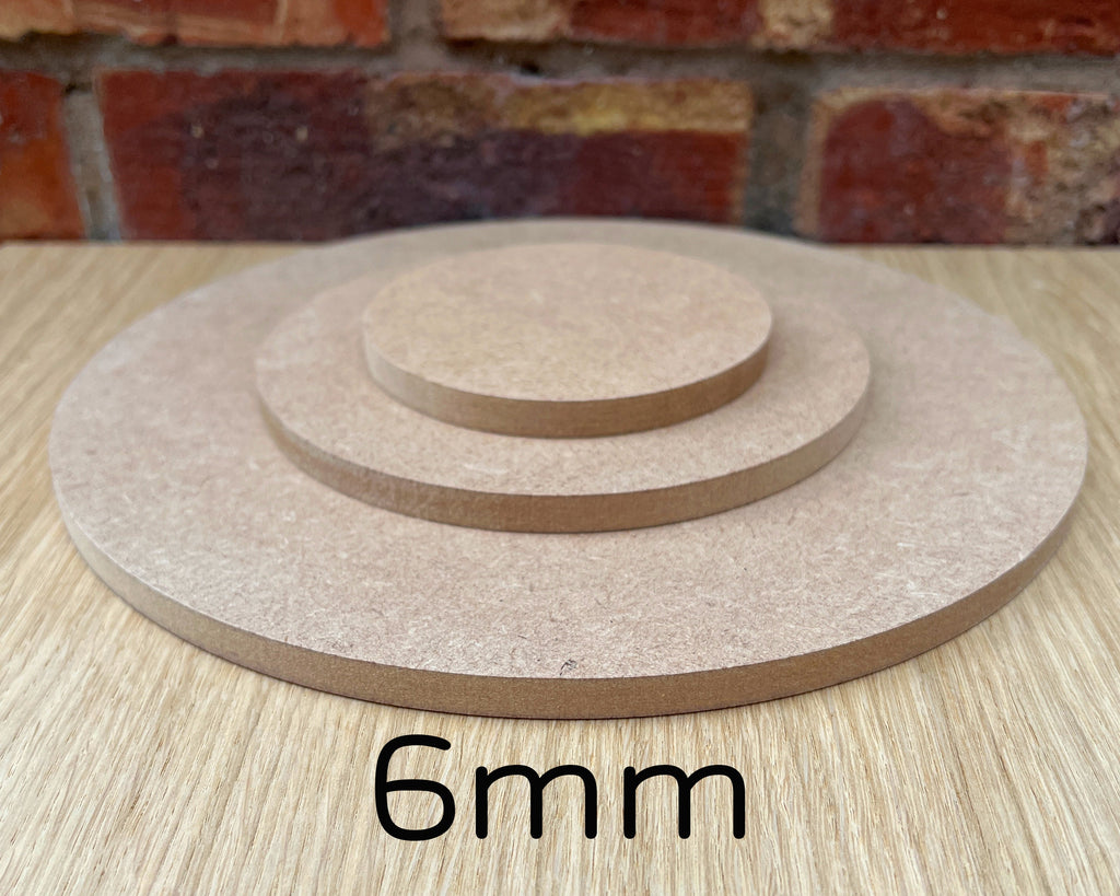 MIAMA 6mm MDF Circles Square Edge wooden shape 10,15,20,25,30,35,40,50,60cm 1, 3 or 5 packs