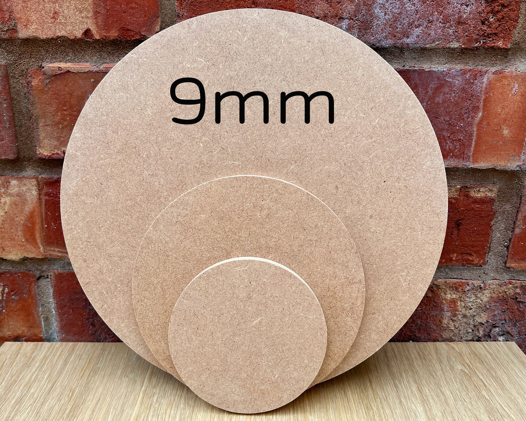 MIAMA 9mm MDF Circles Square Edge wooden shape 10,15,20,25,30,35,40,50,60cm 1, 3 or 5 packs
