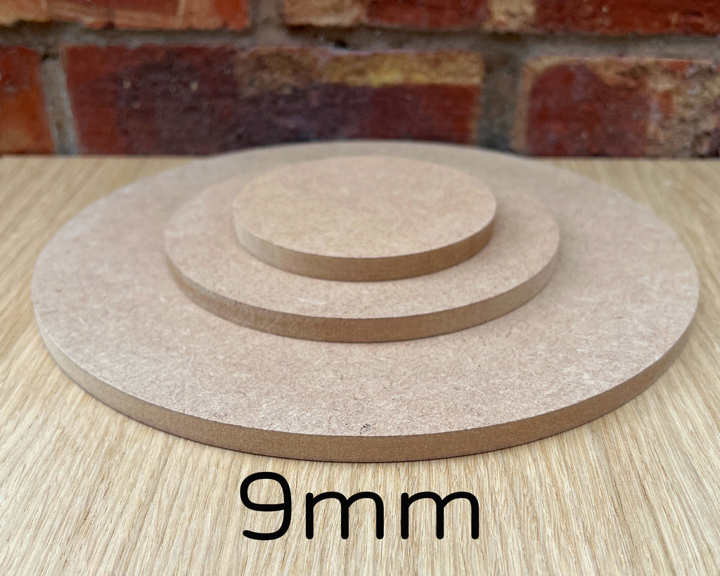 MIAMA 9mm MDF Circles Square Edge wooden shape 10,15,20,25,30,35,40,50,60cm 1, 3 or 5 packs