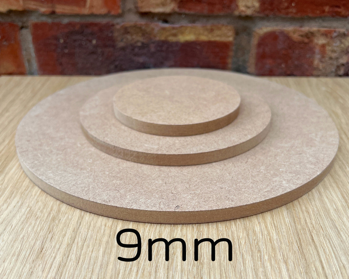 MIAMA 9mm MDF Circles Square Edge wooden shape 10,15,20,25,30,35,40,50,60cm 1, 3 or 5 packs