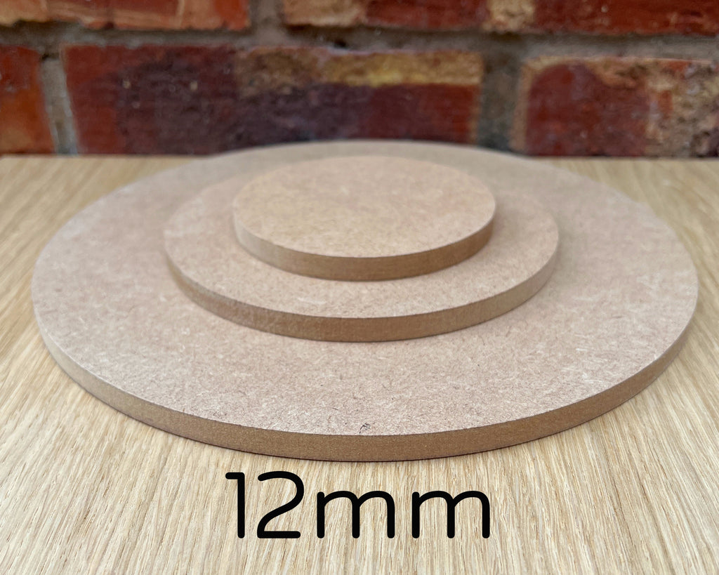 MIAMA 12mm MDF Circles Square Edge wooden shape 10,15,20,25,30,35,40,50,60cm 1, 3 or 5 packs