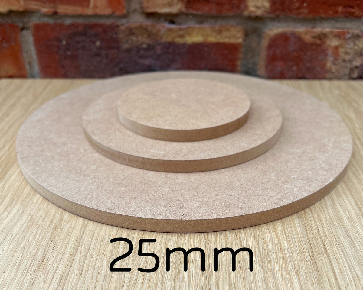 MIAMA 25mm MDF Circles Square Edge wooden shape 10,15,20,25,30,35,40,50,60cm 1, 3 or 5 packs