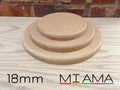 MIAMA 18mm MDF Circles Rounded Top Edge wooden shape 10,15,20,25,30,35,40,50,60cm 1, 3 or 5 packs